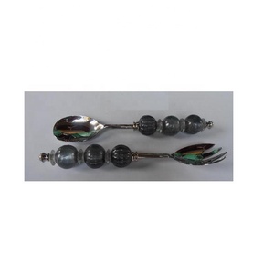 High Quality <b>Grey</b> Glass Handle Salad Server <b>Set</b> in Steel Polished Handles in Other Material Also Available Flatware in Wholesale - Product Image 2