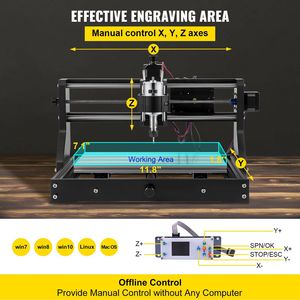 เครื่องแกะสลัก CNC สำหรับ3018 Pro, เครื่องแกะสลักแบบ3แกนควบคุมด้วย Grbl ชุดเครื่องมือแกะสลัก CNC สำหรับตัวควบคุมแบบออฟไลน์ - Product Image 4