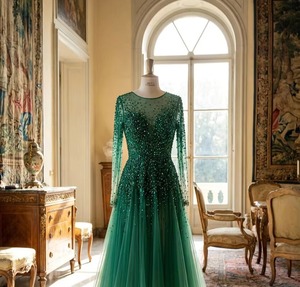 Emerald Green Dress Long Sleeves - Elegant & Stylish