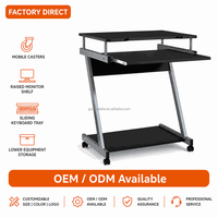Étagère compacte à roulettes pour moniteur, plateau coulissant pour clavier, cadre métallique mobile avec roulettes, OEM ODM, poste de travail informatique, bureau