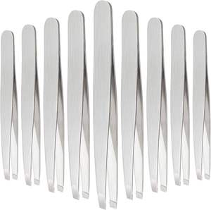 Juego de 9 Pinzas para Cejas de Acero Inoxidable de Lujo, Ecológicas, con Punta Curva Inclinada, para Hombres y Mujeres - Product Image 3