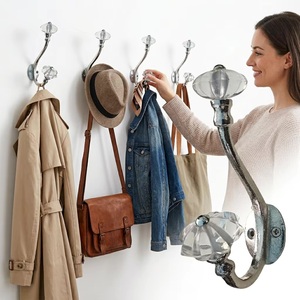 Gancho de Pared Vintage para Abrigos con Perilla de Cristal, Gancho Individual de Metal Estilo Antiguo - Product Image 4