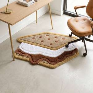 Premium Wool Hand Tufted Anti Slip Ice Cream Sandwich Dessert Shape Medium Pile Soft Decorative Accent Rug for Living Room - Product Image 3