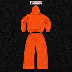 Conjunto Deportivo Premium Naranja para Hombre, Sudadera con Cremallera Completa y Pantalones Jogger, Estilo Casual Oversize, Ropa Deportiva para Gimnasio y Entrenamiento - Product Image 6