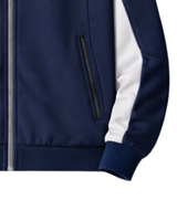 Ensemble de survêtement sportif pour homme bleu marine et gris personnalisé, veste zippée intégrale et pantalon de jogging, tenue décontractée pour la gym, fabricant sur mesure, vêtements OEM