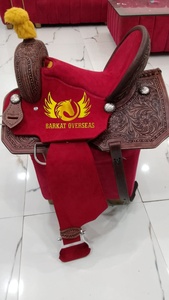 Silla de montar western de cuero genuino con diseño floral y turquesa personalizada, adornada con tachuelas de cobre, portátil para equitación y doma. - Product Image 4