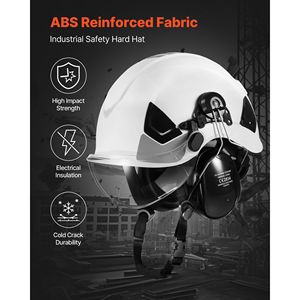 Casco di Sicurezza Industriale Approvato ANSI/ISEA Z89.1 con Visiera, Elmetto in ABS, Sospensione a 6 Punti Regolabile, Paraorecchie - Product Image 3
