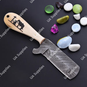 Couteau de chasse et de camping professionnel en acier Damas forgé à la main, lame droite de haute qualité, ultra-affûtée, pour la découpe de bœuf, DIY ODM OBM - Product Image 3