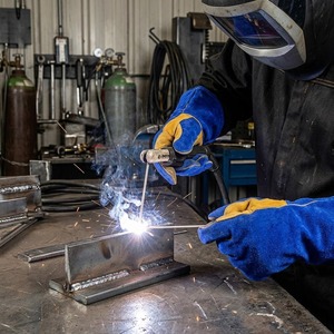 Gants de soudage de sécurité en cuir de vachette renforcé avec paume et pouce, certifiés CE, antistatiques, doublés polaire, protection intégrale contre la chaleur et les brûlures - Product Image 4
