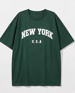 Camiseta Casual de Mujer, Cuello Redondo, Manga Corta, Corte Holgado, Color Verde, Tejido de Punto, Color Sólido, para Todas las Temporadas, Largo Regular - Product Image 3