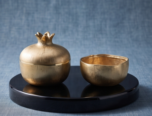 Caja de almacenamiento de lujo para dátiles y frutos secos, de metal dorado con diseño de granada, tapa tipo corona y juego de cuencos abiertos a juego. - Product Image 2