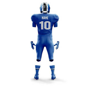 American Football Uniform Set Blue V-Neck Short Sleeve Moisture Wicking Polyester Men's <b>Athletic</b> Wear All Seasons Customizable - Product Image 3