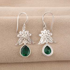 <b>Emerald</b> Green <b>Earrings</b> Sterling Silver <b>Earrings</b> Women Jewelry Handmade <b>Earrings</b> Gift For Her Elegant Jewelry Fashion Accessories - Product Image 5
