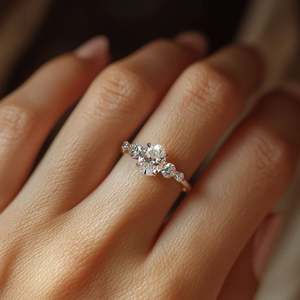 Anillo de Compromiso y Boda Ovalado de Plata de Ley 925 Chapado en Oro de 18K con Moissanita, Diseño Minimalista y Atemporal - Product Image 4