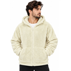 Warm <b>Sherpa</b> <b>Fleece</b> Hoodie <b>Men</b> Women Custom Winter Soft Plush Hooded Zipper Sweatshirt Casual Streetwear Outerwear Embroidered - Product Image 4