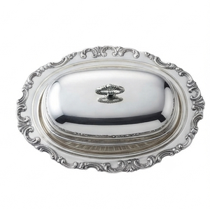 Beurrier moderne fini argenté, ustensile de cuisine, vaisselle de rangement pour comptoir, beurrier en acier inoxydable - Product Image 5