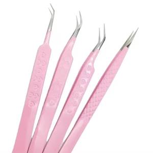ชุดแหนบต่อขนตาสีชมพู ปลายสแตนเลสอย่างแม่นยำสำหรับการต่อขนตา - Product Image 1