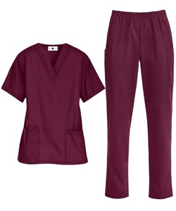 OEM mejor fabricante de color vino personalizado uniformes médicos conjuntos de enfermera de moda Hospital Joggers de talla grande de lona de las mujeres - Product Image 1