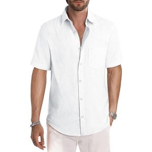 Chemise de travail respirante vert olive en coton et lin, boutonnée, à poche unique, coupe classique, teinte unie - Product Image 5