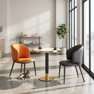 Ensemble de mobilier de bistrot moderne sur mesure en acier inoxydable avec chaises rembourrées confortables pour une salle à manger élégante en extérieur et en intérieur - Product Image 5