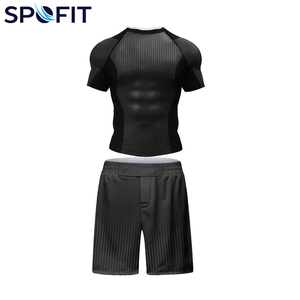 Compression Sublimation <b>BJJ</b> <b>Rashguard</b> Shorts Set Breathable Workout Sportswear Men's Rash Guard Shorts Sleeve Shirt and Shorts - Product Image 1