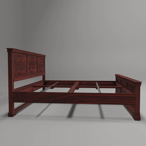 Cadre de lit king size pliable en bois massif avec un design moderne, durable et élégant, meubles de chambre à coucher réglables - Product Image 5