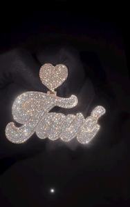 Colgante de Letra Inicial de Dos Tonos con Corazón, Chapado en Rodio, de Plata 925, con Moissanita VVS, Estilo Hip Hop, para Hombre - Product Image 6