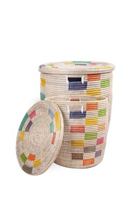 Set of 2 brightly colored seagrass <b>baskets</b> Handmade <b>Storage</b> <b>Basket</b> Wholesale eco-friendly Made in Vietnam - Product Image 5