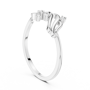 Anillo minimalista apilable con diamante de corte redondo para mujer, banda a juego de oro macizo de 14k, para regalo, compromiso, aniversario, boda - Product Image 2