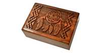 Boîte à bijoux en bois avec motif attrape-rêves |   Boîte de rangement magnétique pour bibelots |   Organisateur de bijoux d'inspiration antique, cadeau pour femmes