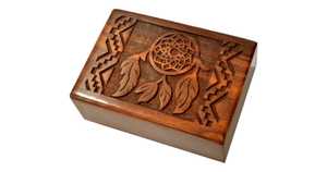 Wooden Jewelry <b>Box</b> Dreamcatcher Design Magnetic Snap <b>Trinket</b> Storage Case Antique Look for Ladies - Product Image 4