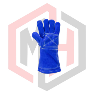 Gants de soudage bleus en cuir tressé, robustes, durables, en cuir de vachette, résistants aux déchirures, pour la lutte contre les incendies, antistatiques, 11 oz - Product Image 3