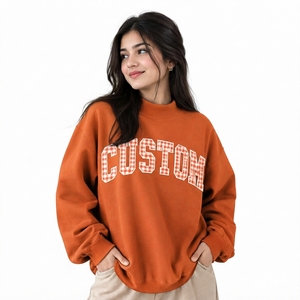 Sudadera Oversize de Cuello Alto para Mujer, de Algodón Afelpado, Manga Larga, Ajuste Relajado, Dobladillo Acanalado, Venta al por Mayor para Fabricantes - Product Image 1