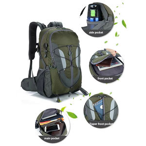 Navy Blue Hiking <b>Backpack</b> Dual Zipper Pulls Water Resistant Outdoor Travel Rucksack Breathable Shoulder Straps - Product Image 5