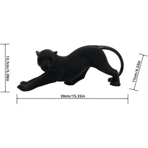 รูปปั้นเสือดำสีเงินทำมือขนาด 15 นิ้ว พร้อมลวดลายลูกปัดประณีต สำหรับตกแต่งบ้านในห้องนั่งเล่นหรือสำนักงาน - Product Image 2