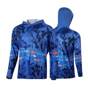 Maillot de pêche personnalisé sublimé avec capuche et masque UPF 50 pour homme, en polyester respirant, idéal pour la pêche en équipe – Vente en gros - Product Image 1