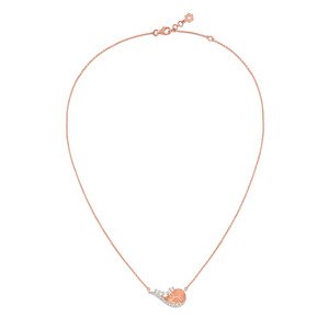 Collar de Diamantes con Diseño de Onda Grabada y Centro en Oro Rosa Esculpido con Flecos Brillantes en Cascada - Product Image 2