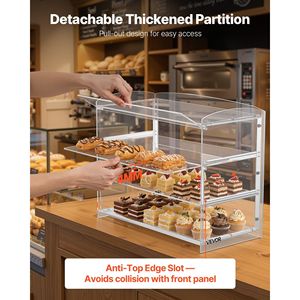 Vetrina Espositiva Commerciale a 3 Livelli da Banco in Acrilico Trasparente per Pasticceria, Pane e Torte - Ideale per Cucine e Feste - Product Image 5
