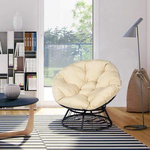 Resistente sedia Papasan da esterno Beige girevole a 360 gradi con comoda struttura per cuscino con comodo Design circolare Lounge Moon - Product Image 6