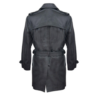 Manteau long en cuir imperméable pour homme, pour l'hiver, chaud, avec un matériau souple et flexible et un design moderne et tendance - Product Image 3