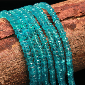 Cuentas Rondelle facetadas de apatita de cielo Natural AAA +, piedras preciosas sueltas de 6mm para la fabricación de joyas - Product Image 2