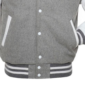 Veste de sport d'hiver pour homme de qualité supérieure, manches en cuir, couleur personnalisée, matière laine/coton, logo sur le devant, imperméable et respirante - Product Image 6