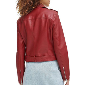 Veste universitaire orange en toile tricotée écologique et imperméable pour femme, avec broderie, rivets, franges, fermeture éclair et col rabattable - Product Image 5