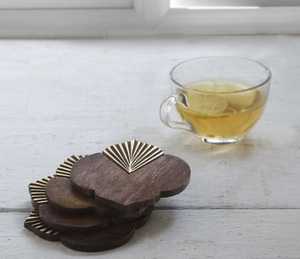 Sous-verres anciens en marbre et bois d'acacia avec incrustation de pierre de qualité supérieure, emballage personnalisé unique et sous-verre avec couvercle en cuir - Product Image 4