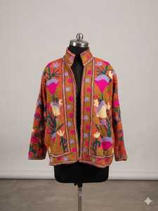 Exclusive Ethnic Wear <b>Summer</b> Floral Embroidered <b>Jacket</b> with Fine Handwork Unique Multicolor Design Timeless Fashion Appeal - Product Image 2