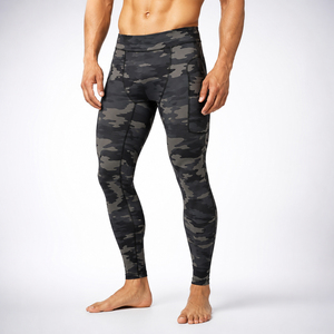 Leggings de yoga imprimés camouflage pour hommes, 100% polyester et élasthanne, collants de sport pour hommes, longueur intégrale, taille élastique - Product Image 1