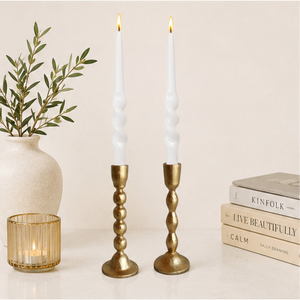 Handcrafted Antique <b>Brass</b> Taper Candle Holders Set of 2 Gold Metal <b>Candlestick</b> Stand for Event Table Decor and Home Accent - Product Image 6