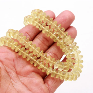 Perles rondelles à facettes en quartz citron naturel 7-9mm 16 pouces pour la fabrication de bijoux avec pierres précieuses naturelles - Product Image 5