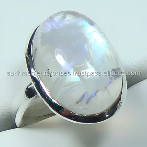 Bague Cocktail Pierre de Lune en Argent 925, Sertissage Ovale, Style Bohème Unisexe, Pierre de Naissance de Juin, Idéale pour le Quotidien, Cadeau - Product Image 5