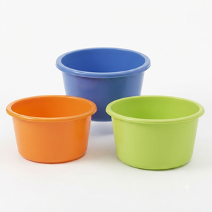 Baignoire ronde en plastique bleue, baignoire spa empilable, portable, pour bébé - Product Image 4
